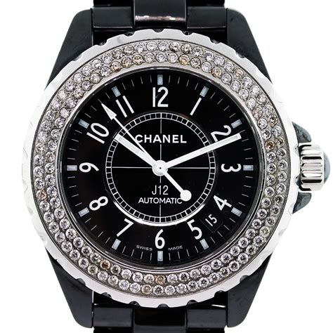 chanel black diamond womens watch|Chanel j12 watch with diamonds.